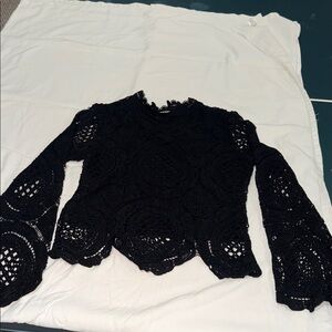 Ultra Pink Black Lace Blouse